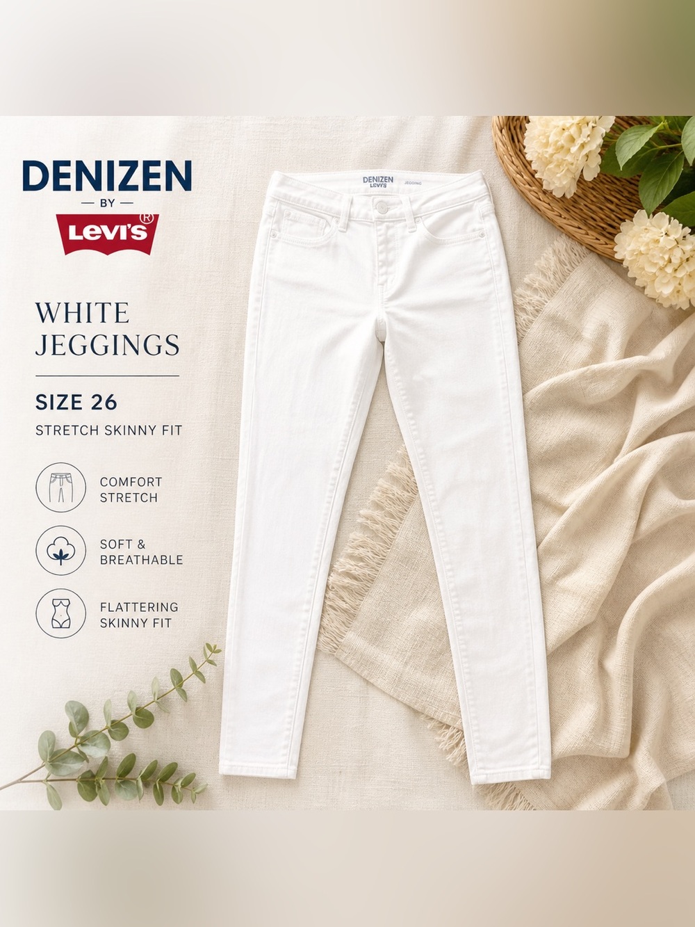 DENIZEN by Levi’s White Skinny Jeggings Stretch Jeans Women’s Size 26